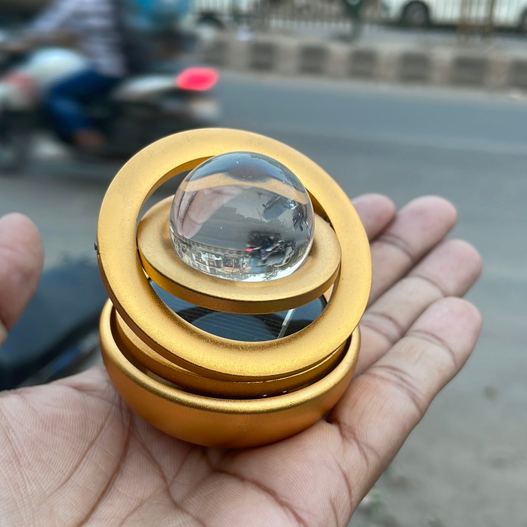 Solar Car perfume ring with crystal ball