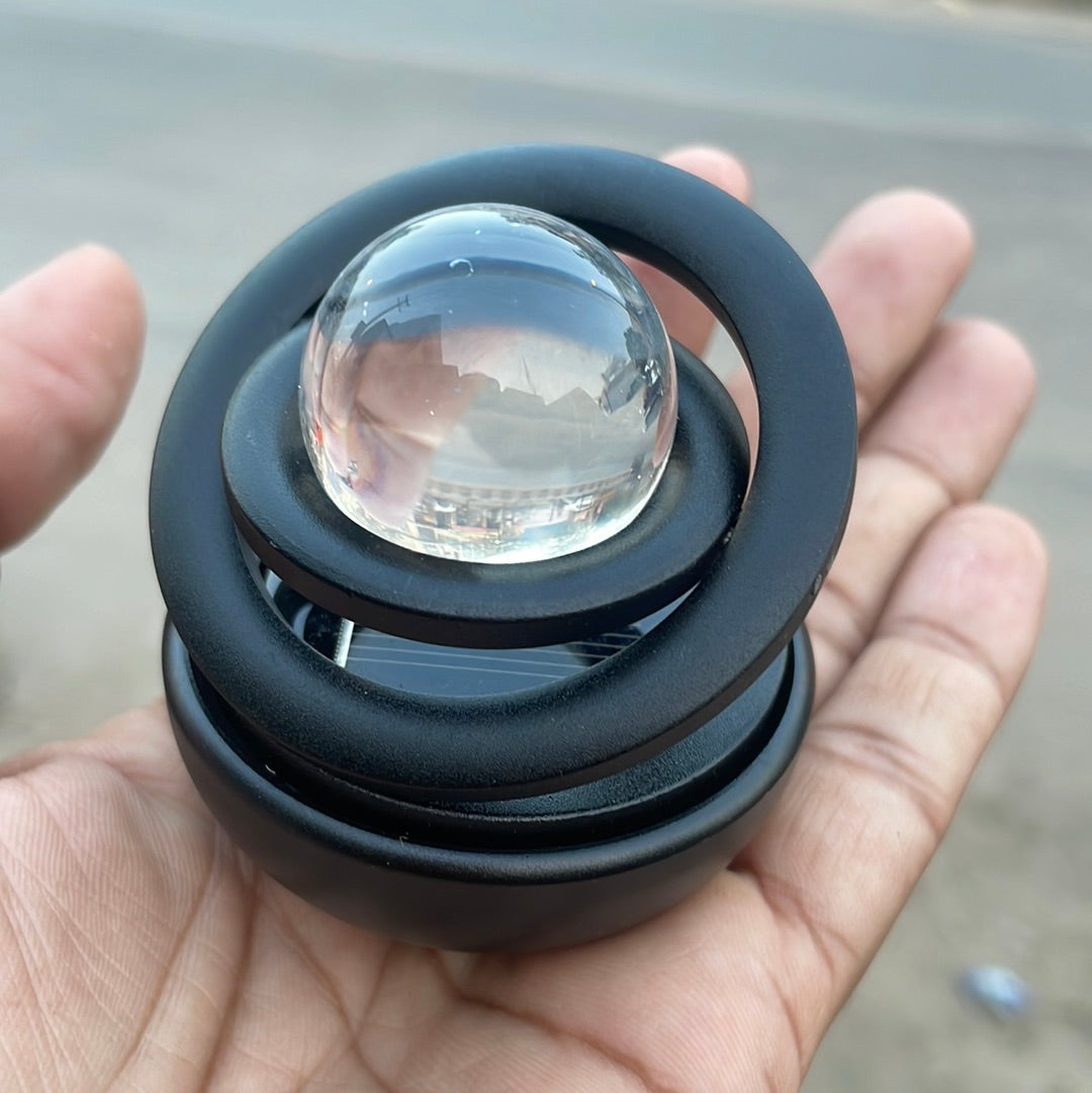 Solar Car perfume ring with crystal ball